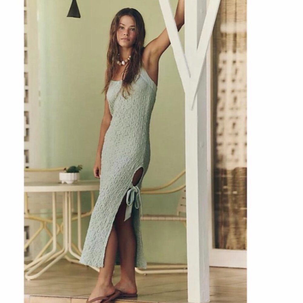 NEW FREE PEOPLE FREE EST SEA FOAM MIDI DRESS XL GREEN